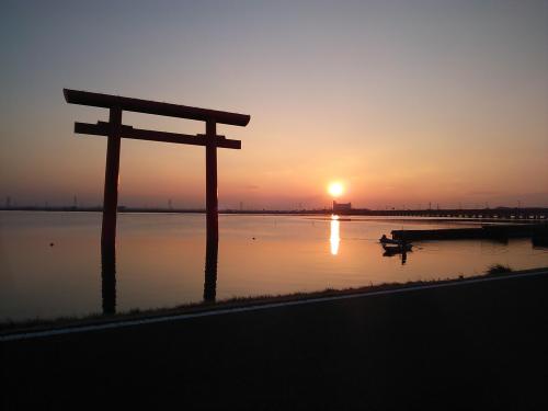 夕焼けの北浦